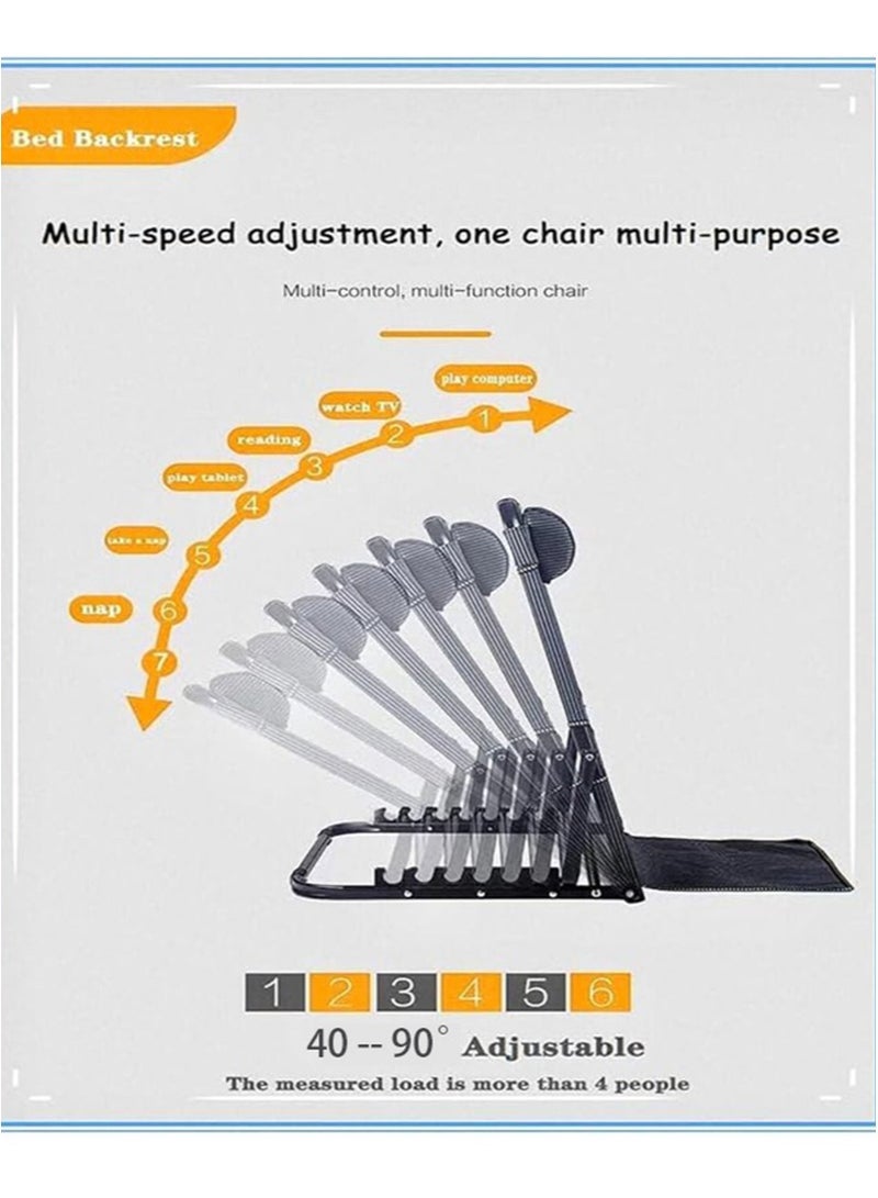 Apustim Adjustable Bed Backrest with Armrests，Adult Reading Floor Chair with Pillow Patient Care Bed Chair，Sit On Bed Foldable 7 Position Adjustable，Breathable Fabric Large Size（Black）  - Image 3