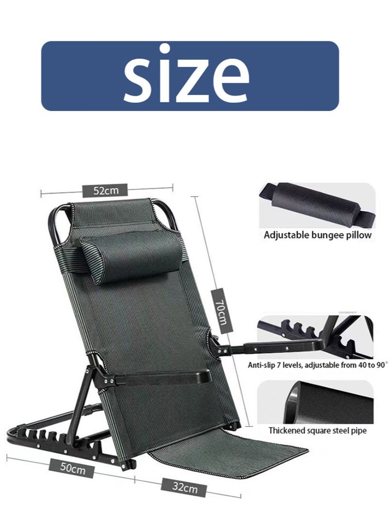 Apustim Adjustable Bed Backrest with Armrests，Adult Reading Floor Chair with Pillow Patient Care Bed Chair，Sit On Bed Foldable 7 Position Adjustable，Breathable Fabric Large Size（Black）  - Image 5