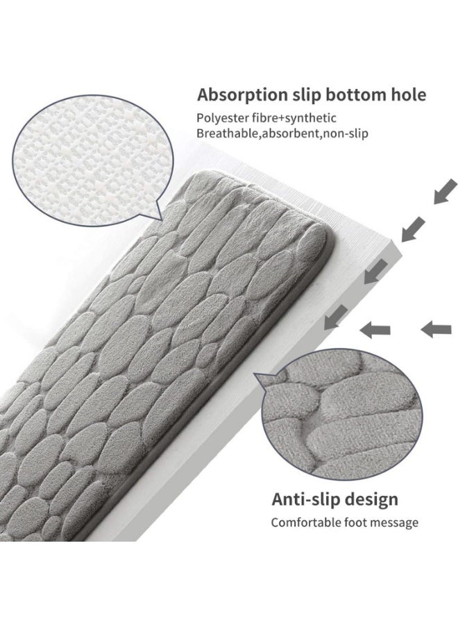 XiuWoo Memory Foam Runner Rug, Cobblestone Bathroom Runner Rugs Super Water Absorbent Bath Mats for Bathroom Machine Washable Bath Rugs Runner for Hallway Bedroom Laundry Room - Image 4