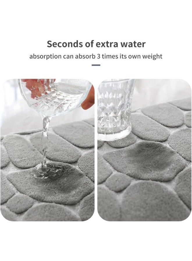 XiuWoo Memory Foam Runner Rug, Cobblestone Bathroom Runner Rugs Super Water Absorbent Bath Mats for Bathroom Machine Washable Bath Rugs Runner for Hallway Bedroom Laundry Room - Image 3