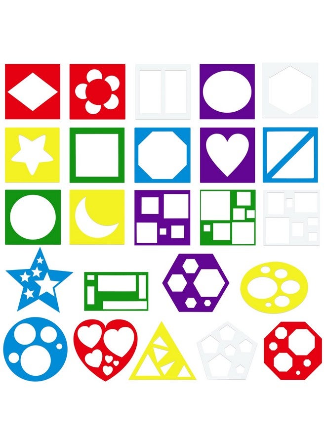 تشينكو 24 قطعة من استنسل تتبع الأشكال الملونة، استنسل شكل اللوحة، قوالب أشكال تعلم الحيوانات الأليفة، قوالب استنسل هندسية للأطفال، قوالب رسم للأطفال الصغار في مرحلة ما قبل المدرسة، رسم الحرف اليدوية اليدوية - Image 1