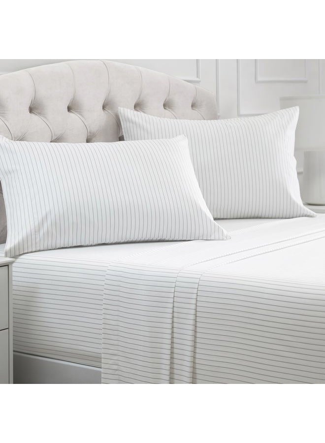 mellanni Bed Sheet Set - Brushed Microfiber 1800 Bedding - Wrinkle, Fade, Stain Resistant - 4 Piece (Full, Pin Stripe Gray) - Image 1
