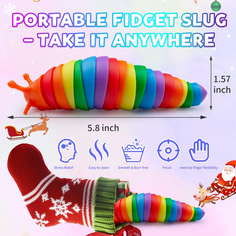 Cevioce Easter Basket Stuffers for Kids 3PCS Slug Fidget Toys Bulk, Toddler Sensory Figette Worm for Adults Stress Relief for Autism ADHD Autistic Travel Toys Stocking Stuffer Gifts for Boys Girls 3+ - Image 2