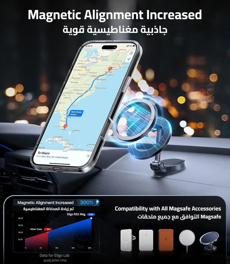 Eligo For Iphone 12 Pro Magnetic Case, Compatible With Magsafe, Anti-Yellowing Crystal Clear Shockproof Protection Back Cover, Ultra Slim Strong Magnet Phone Shell Case For Apple 12 Pro 2020 - Image 3