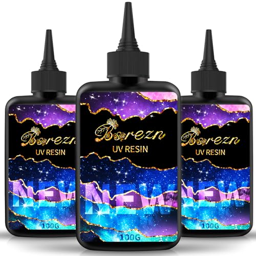 Bsrezn 300g UV Cure Resin Hard, Upgraded Crystal Clear Premixed Resin for Jewelry Making and Craft Decoration(3 x 100g) - Image 1