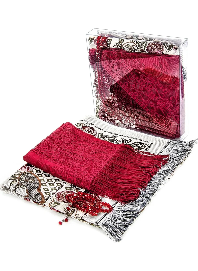 İhvan Ikhwan Hajj and Umrah Gift Mevlüt Set - 4 Claret Red