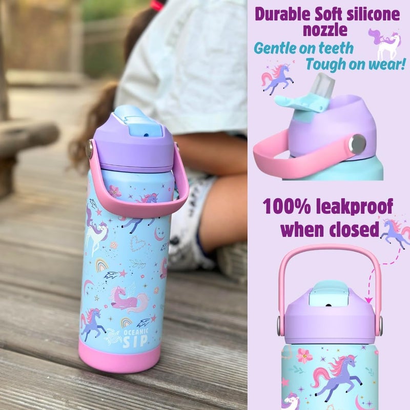 OCEANIC Stainless Steel Water Bottle 550ml 18oz Double-Wall Vacuum Insulated 304 Stainless steel Water Bottle BPA FREE Leak Proof (Unicorn 550ml) - Image 2