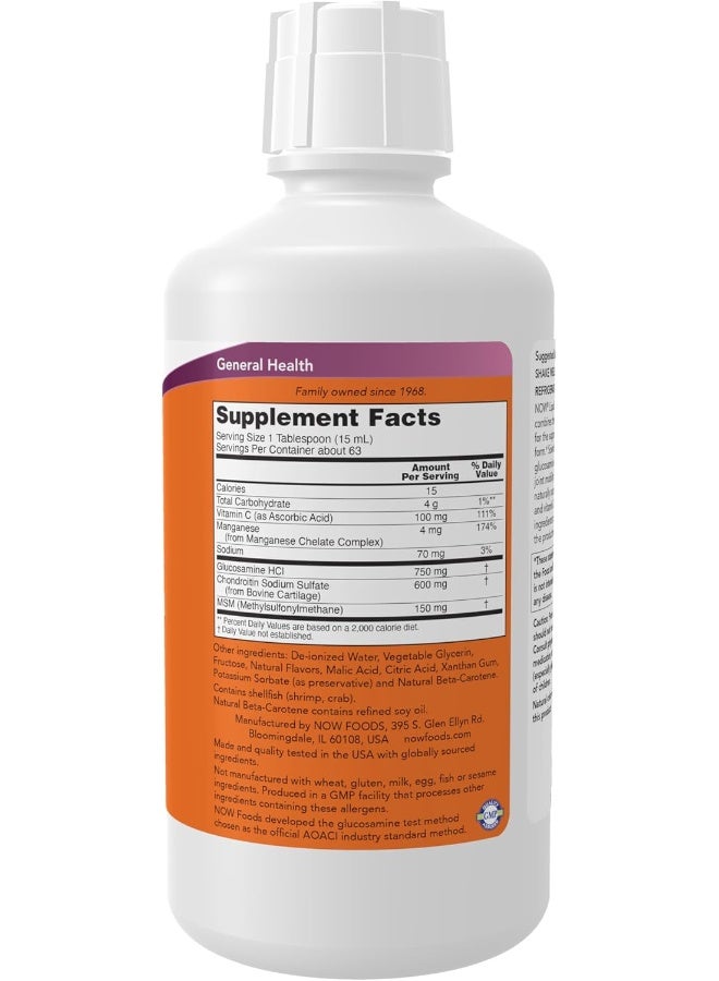 now Foods Liquid Glucosamine And Chondroitin With Msm Citrus 32 Oz. - Image 2