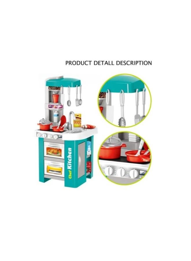 Kitchen Little Chef Kids Play Kitchen Set – Interactive Kitchen Toys with Light and Sound Effects – Children's Kitchen Toy – Perfect Gift for Kids – Kids Toys – Kids' Play Kitchen Games-Action games-Educational games - Image 3