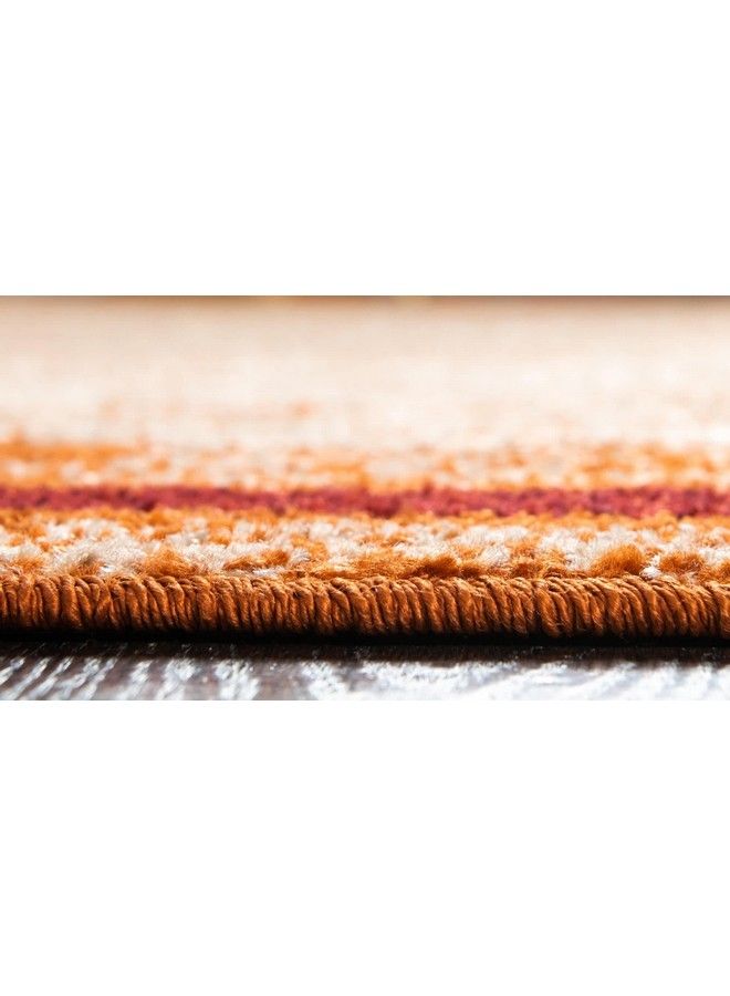 Unique Loom Autumn Collection Modern Contemporary Casual Abstract Area Rug Runner 2' 0 X 6' 0 Beige Terracotta Rustic - Image 4