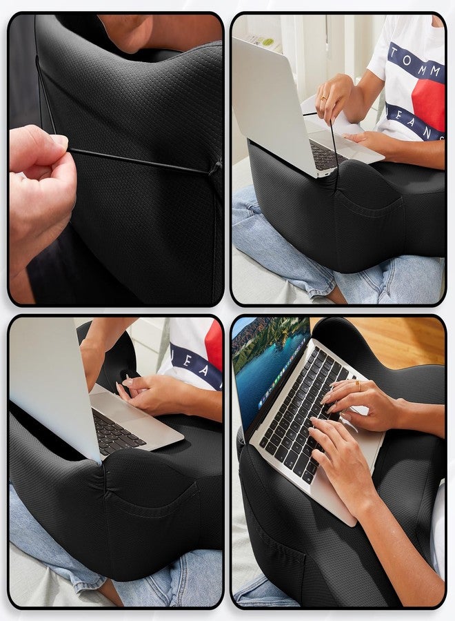 cooloo8 Lap Desk, Laptop Pillow for Lap, Portlands Portable Desk Pad, Gaming Pillow Work Pillow for Bed, Couch, Car(Black) - Image 3