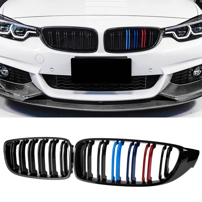 DEKEWEI F32 GrilleFront Kidney Grille Grill Compatible for 4 Series F32 F33 F36 20142019 M3 F80 M4 F82 20152019 Double Slats Gloss M Color Grills 2pcs