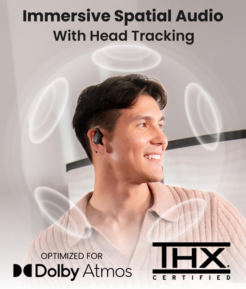 Cleer ARC 4 Plus Open Ear Earbuds,True Wireless Bluetooth Earphones with Dolby Audio and Head Tracking, Earhook Earbuds with 34H Playtime, IPX7 Waterproof Sports Headphones for Workout, EQ, Black - Image 2