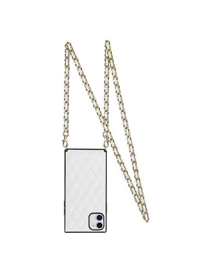 Zaboon Case For iPhone 11 Elegant Rhombic Pattern Microfiber Leather +TPU Shockproof Case with Crossbody Strap Chain - Image 2