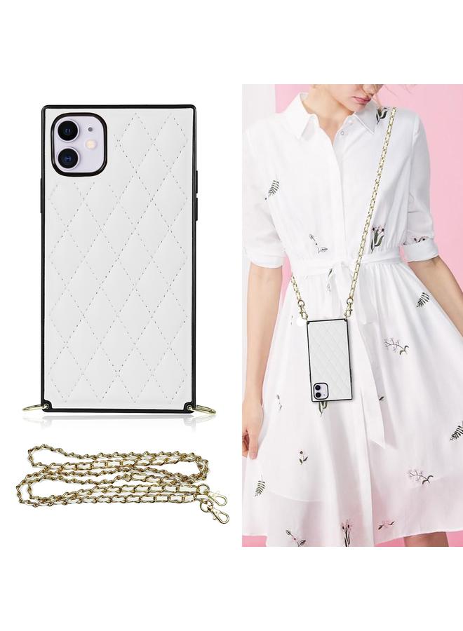 Zaboon Case For iPhone 11 Elegant Rhombic Pattern Microfiber Leather +TPU Shockproof Case with Crossbody Strap Chain - Image 1