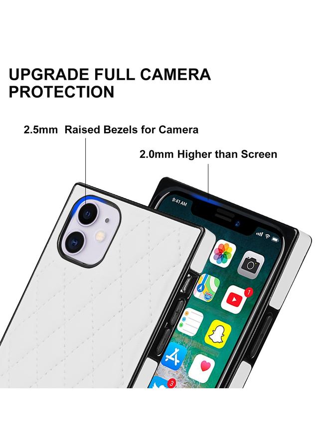 Zaboon Case For iPhone 11 Elegant Rhombic Pattern Microfiber Leather +TPU Shockproof Case with Crossbody Strap Chain - Image 3