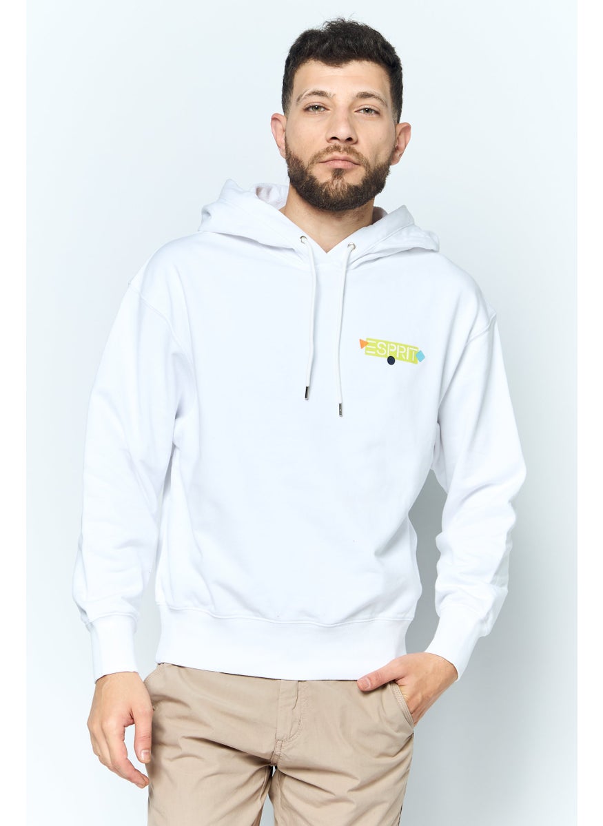 ESPRIT Men Hooded Brand Logo Long Sleeves Sweatshirt, White  - Image 1