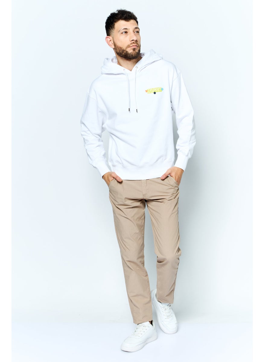 ESPRIT Men Hooded Brand Logo Long Sleeves Sweatshirt, White  - Image 2