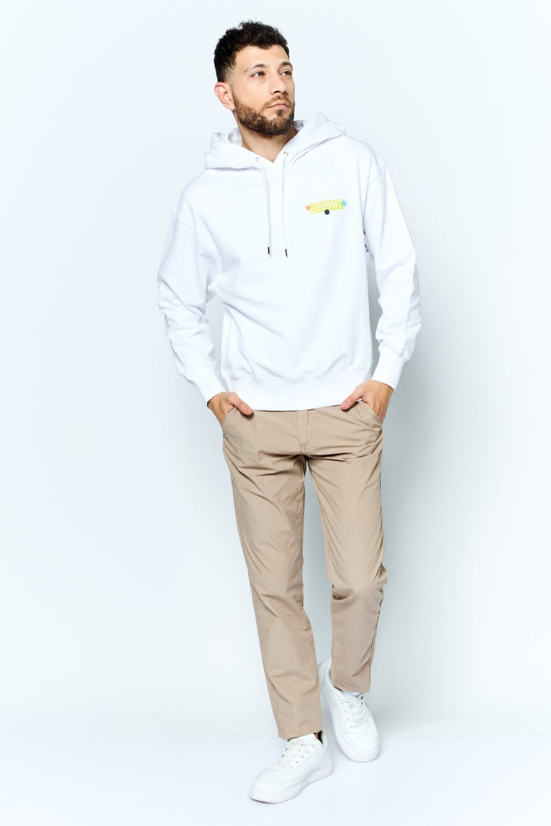 ESPRIT Men Hooded Brand Logo Long Sleeves Sweatshirt, White - Image 2