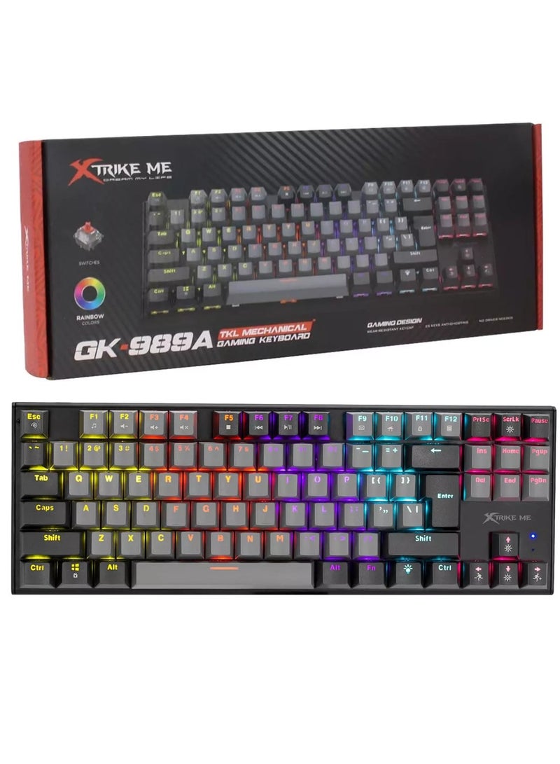 XTRIKE ME لوحة مفاتيح ميكانيكية للألعاب GK-989A سلكية مع إضاءة خلفية LED - Image 1