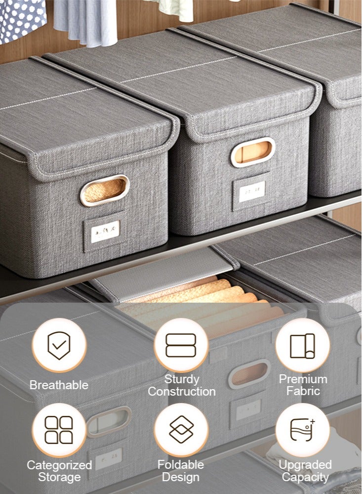 Perfii 2 Pack Foldable Blanket Storage Bins for Closet Organizers, Durable Handles, Thick Fabric, Perfect for Clothes, T-Shirts, Dresses  - Image 3