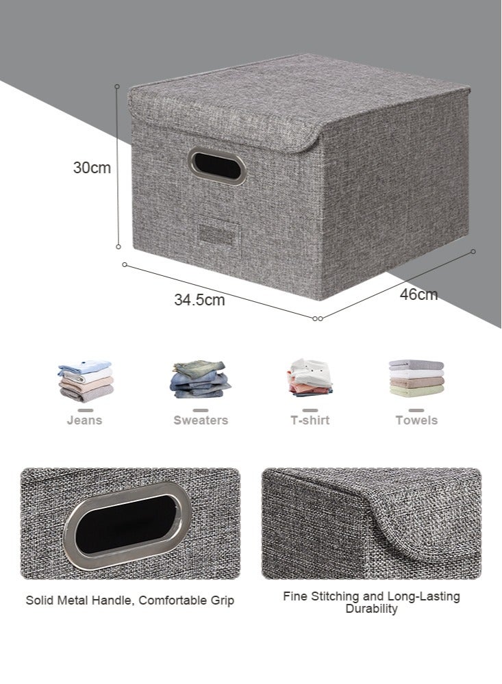 Perfii 2 Pack Foldable Blanket Storage Bins for Closet Organizers, Durable Handles, Thick Fabric, Perfect for Clothes, T-Shirts, Dresses  - Image 5