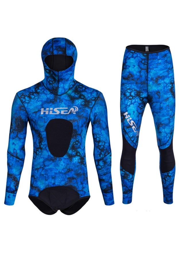 Hisea Spearfishing Wetsuits Men 1.5mm Neoprene 2-Pieces Hooded Long Sleeve Scuba Diving Suit Full Body Keep Warm Snorkeling Suits - Image 1