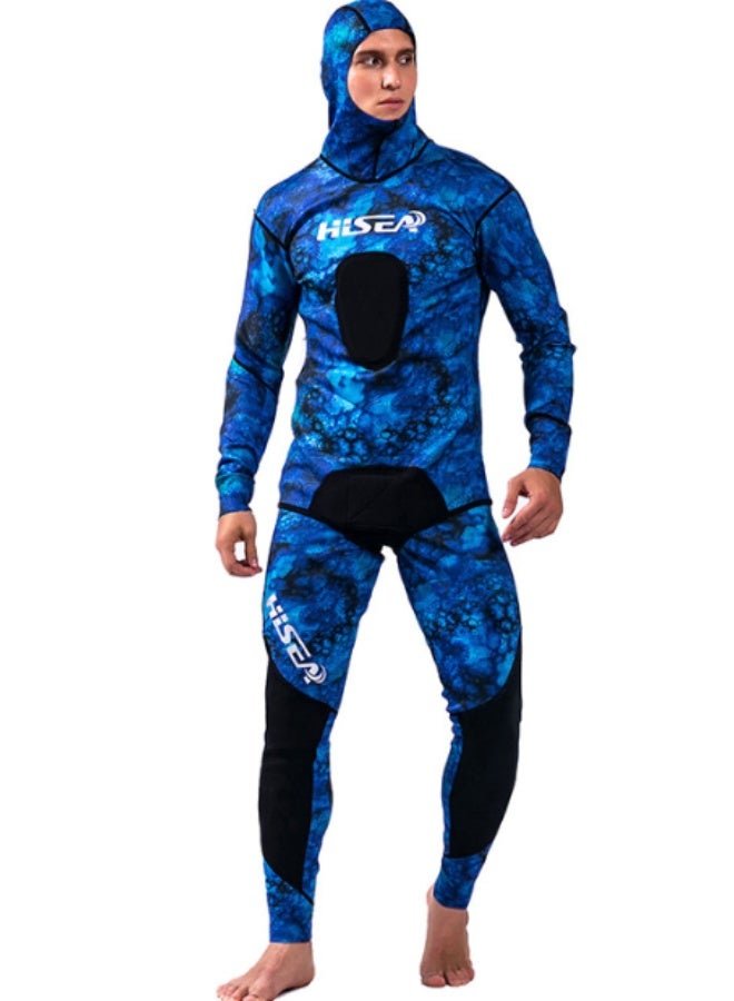Hisea Spearfishing Wetsuits Men 1.5mm Neoprene 2-Pieces Hooded Long Sleeve Scuba Diving Suit Full Body Keep Warm Snorkeling Suits - Image 2