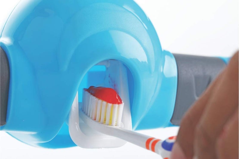 SEASPIRIT Toothbrush Toothpaste Stand Holder Bathroom Storage Organizer,Plastic with Sticky Suction Pad Wall Mounted Kids Hands Free Toothpaste Squeezer for Washroom - Image 5