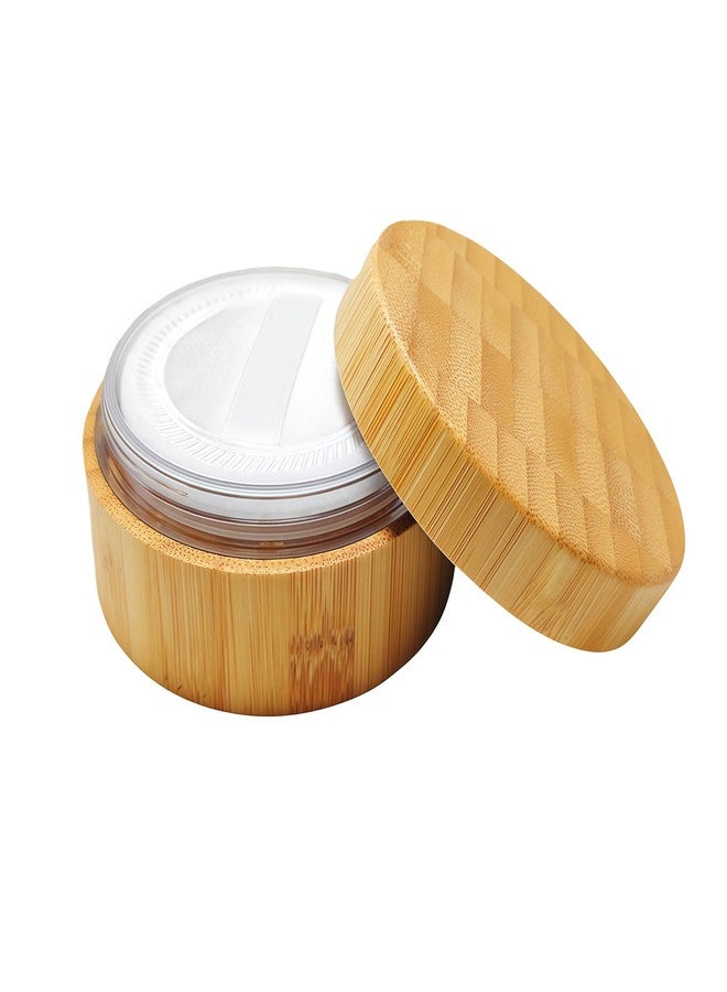 VANTOBEST 30ml /1oz Empty Bamboo Loose Powder Container Jar Portable Make up Cosmetic Loose Powder Foundation Box Case Holder with Powder Puff and Sifter Lid - Image 1