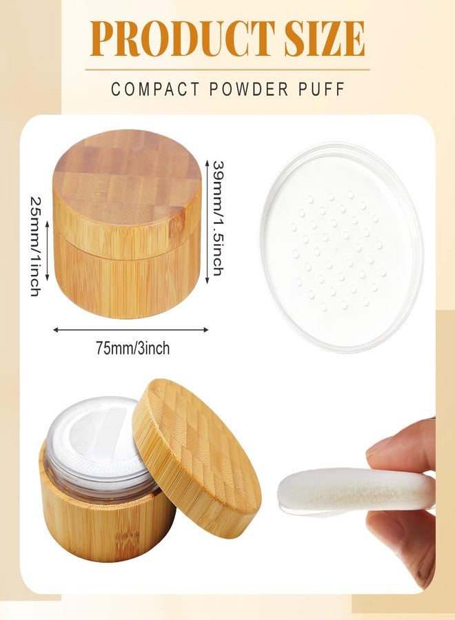 VANTOBEST 30ml /1oz Empty Bamboo Loose Powder Container Jar Portable Make up Cosmetic Loose Powder Foundation Box Case Holder with Powder Puff and Sifter Lid - Image 2