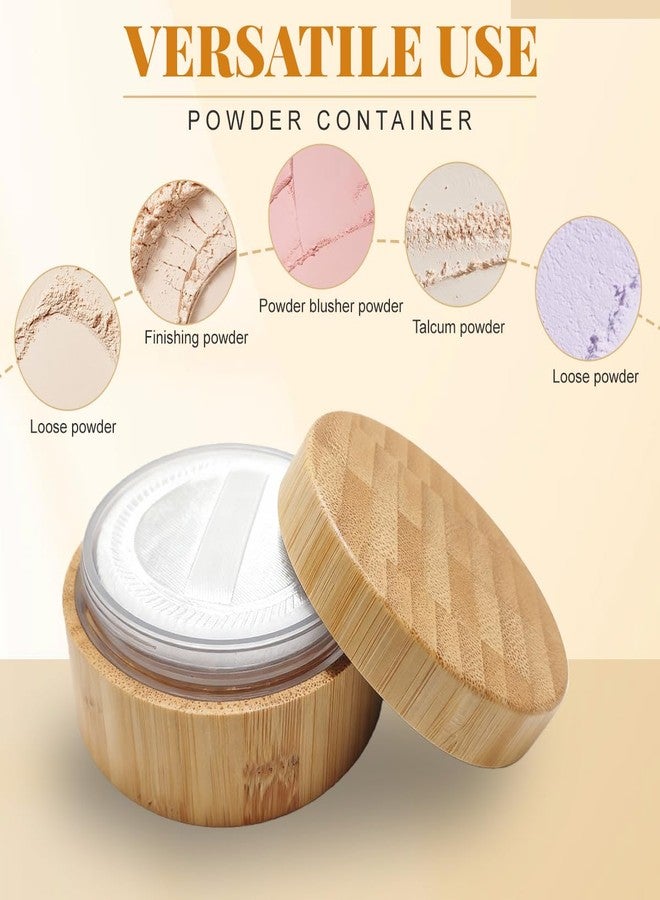 VANTOBEST 30ml /1oz Empty Bamboo Loose Powder Container Jar Portable Make up Cosmetic Loose Powder Foundation Box Case Holder with Powder Puff and Sifter Lid - Image 4