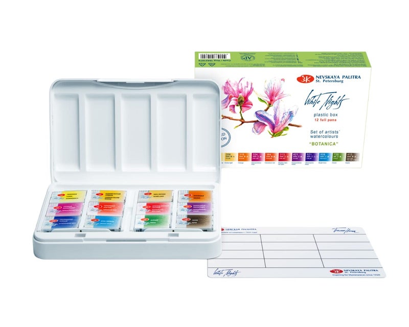 White Nights Artists' Watercolours Set of 12 - Botanica (Plastic Pallete)- Limited Edition - Image 1