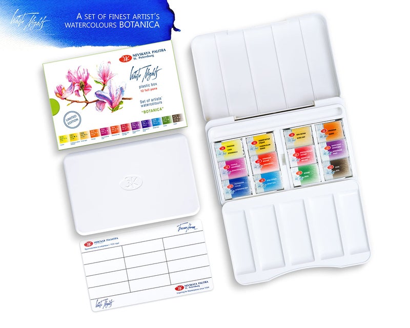White Nights Artists' Watercolours Set of 12 - Botanica (Plastic Pallete)- Limited Edition - Image 2