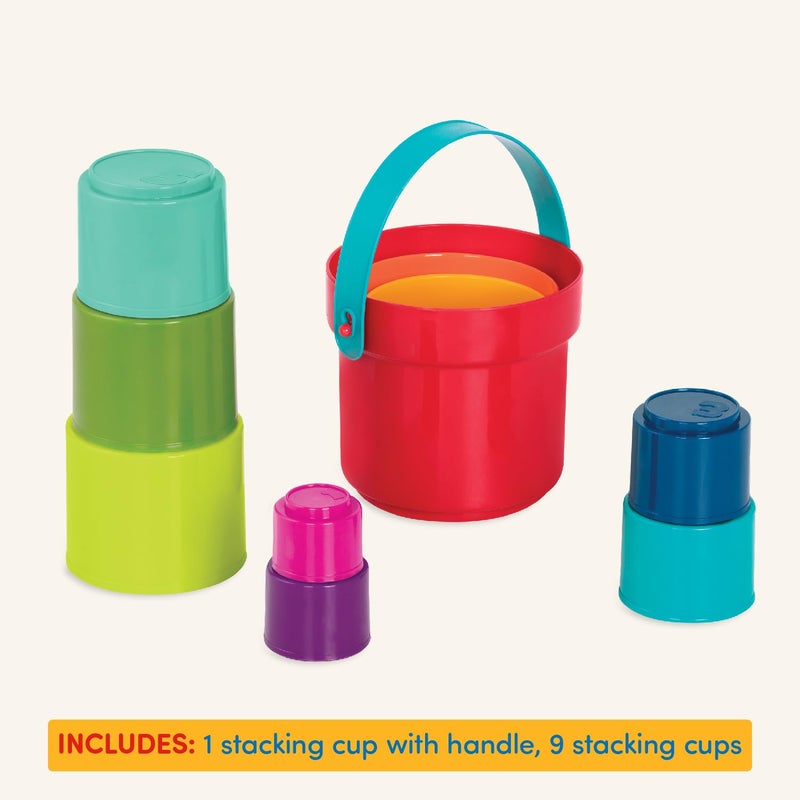 Battat – Stacking Toy – Educational & Dexterity Toy – Nesting Cup Playset – Water & Beach Toys – 18 Months + – Stack Up Cups, Medium, 10 pieces set - Image 4