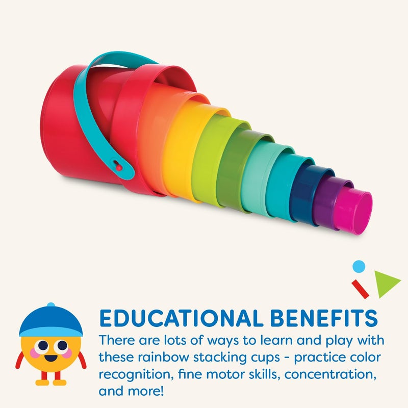 Battat – Stacking Toy – Educational & Dexterity Toy – Nesting Cup Playset – Water & Beach Toys – 18 Months + – Stack Up Cups, Medium, 10 pieces set - Image 2