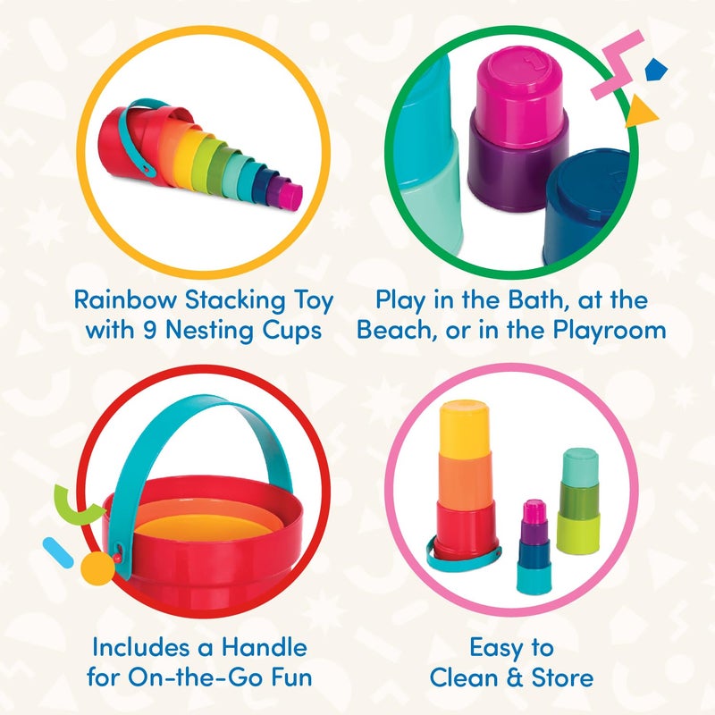 Battat – Stacking Toy – Educational & Dexterity Toy – Nesting Cup Playset – Water & Beach Toys – 18 Months + – Stack Up Cups, Medium, 10 pieces set - Image 3