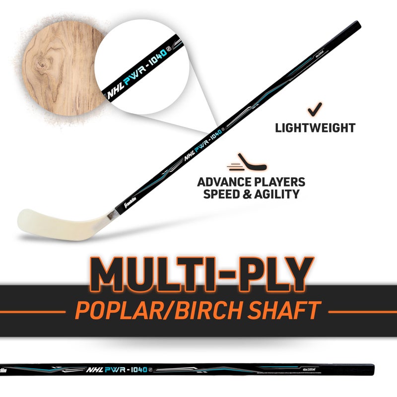 Franklin Sports NHL Youth Street Hockey Stick - Power 1040 Kids Outdoor Street Hockey Sticks - 40" Inch Youth Hockey Stick for Kids - Right Handed Hockey Stick - Wood/Fiberglass Shaft - Righty - Image 4