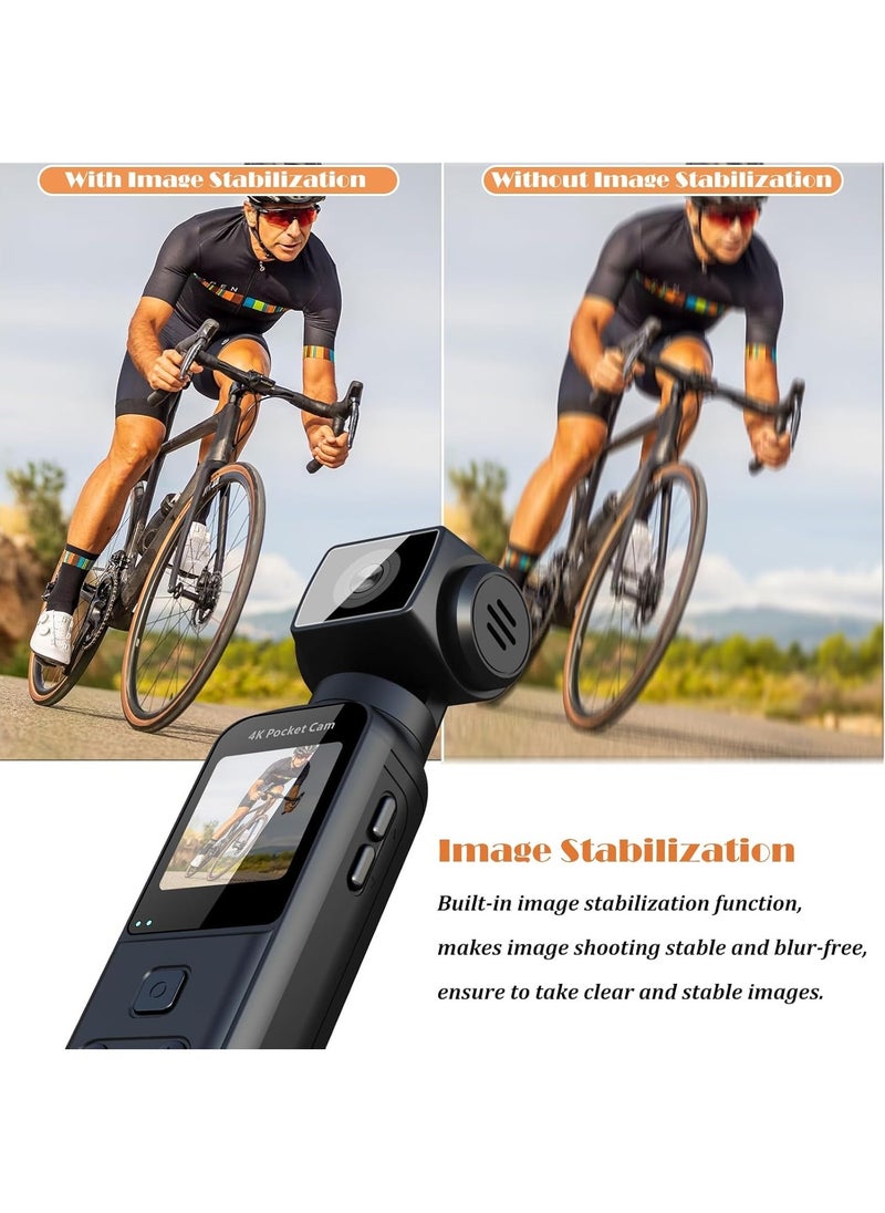 ZESTECH 4K Pocket Camera with External Microphone, Action Camera with 270° Rotating Lens, Mini Video & Audio Recording, Portable Small Camcorder, Video Wireless Recorder for Outdoor Sport, Bike, Travel  - Image 3