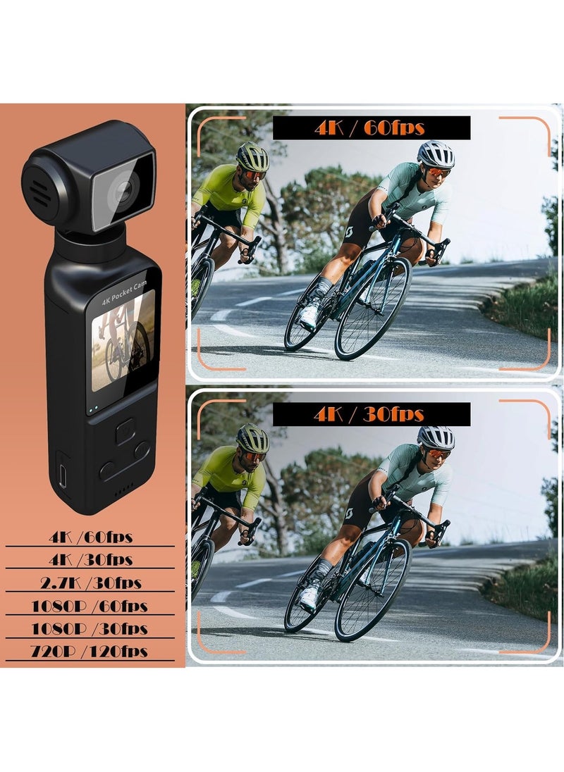 ZESTECH 4K Pocket Camera with External Microphone, Action Camera with 270° Rotating Lens, Mini Video & Audio Recording, Portable Small Camcorder, Video Wireless Recorder for Outdoor Sport, Bike, Travel  - Image 4