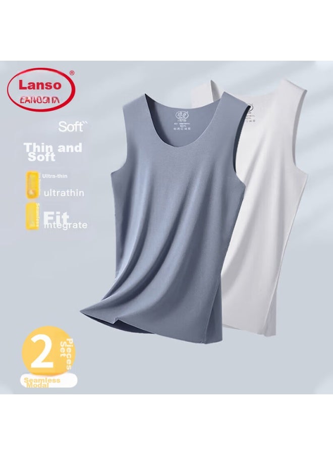 LANG SHA Langsha Men's Tank Top, Seamless, Ice Silk Cool-feeling, 7a Antibacterial, Cuttable, Inner Wear, Undershirt, Sports Vest - Image 2