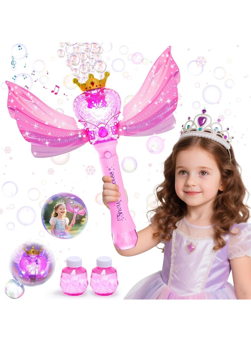 Princess Bubble Wand for Girls, Electric Automatic Bubble Machine with Music & Lights,  Fairy Wand Bubble Machine Toy for Kids 3+, Include 2 Bottles of Bubble Solution - Image 1