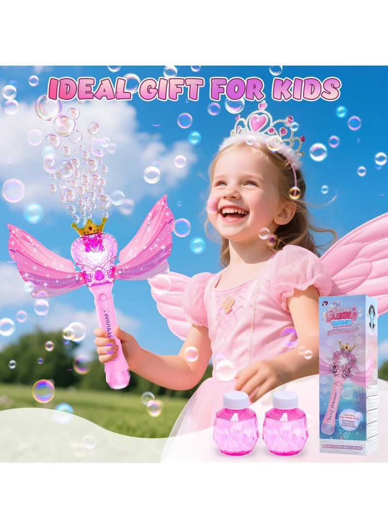 Princess Bubble Wand for Girls, Electric Automatic Bubble Machine with Music & Lights,  Fairy Wand Bubble Machine Toy for Kids 3+, Include 2 Bottles of Bubble Solution - Image 2