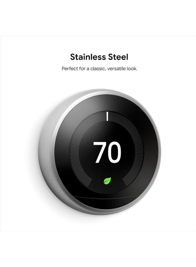 Nest 3rd Generation Learning Programmable Thermostat Stainless Steel - T3007ES - Image 2