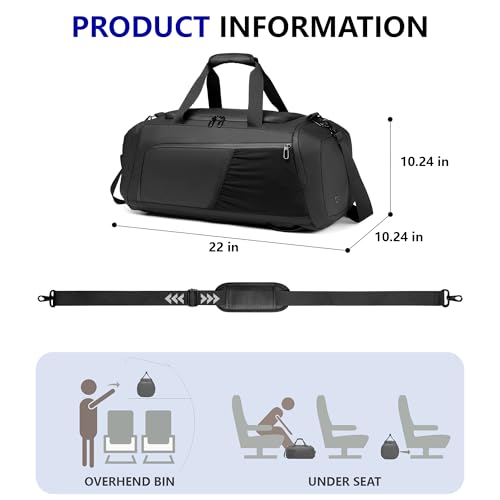 Moulyan Gym Bag for Men with Shoes Compartment - 40L Duffle Bag for Travel with Wet Pocket & Laptop Compartment,Waterproof Carry On Sports Bags Gym Backpack with Water Bottle Holder - Image 3