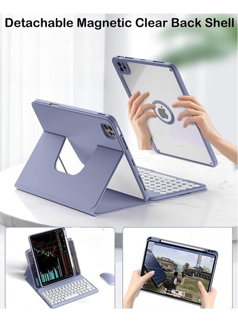 360° Rotatable Magnetic Detachable Keyboard Case for iPad 10th Generation 2022 - Includes Pencil Holder, BT Keyboard, Compatible with iPad 10th Gen 10.9 inch - Lavender - Image 2
