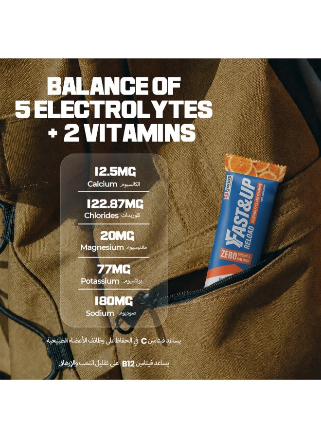 FAST&UP Reload - Zero Sugar Instant Hydration Sticks - Orange Flavour - Pack of 30 - Image 3