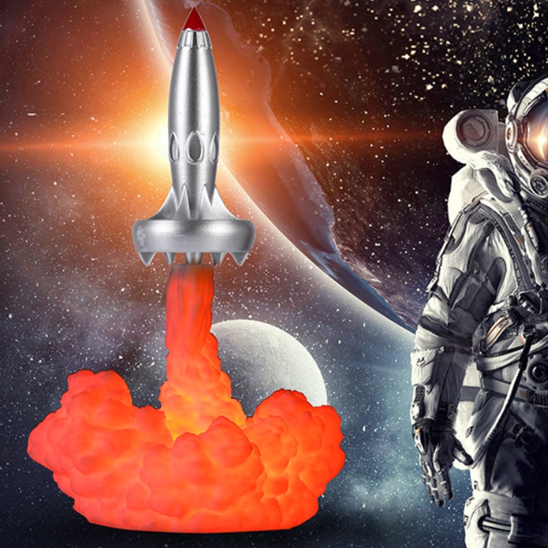 3D Printing Rocket Desk Lamp Bedside Table Lamp Warm LED Night Light USB Rechargeable Home Decoration Adult Kids Gift - Image 3