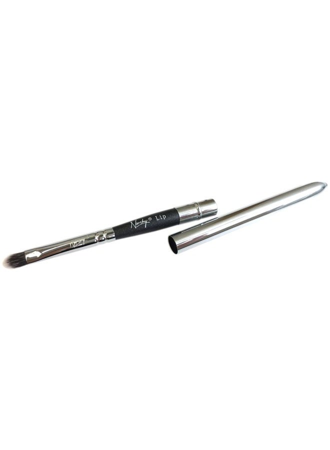 Nanshy Lip Makeup Brush with Lid Retractable use for Lipstick Liner Gloss (Black Handle, Chrome Silver Cap) Vegan Cruelty-Free - Image 4