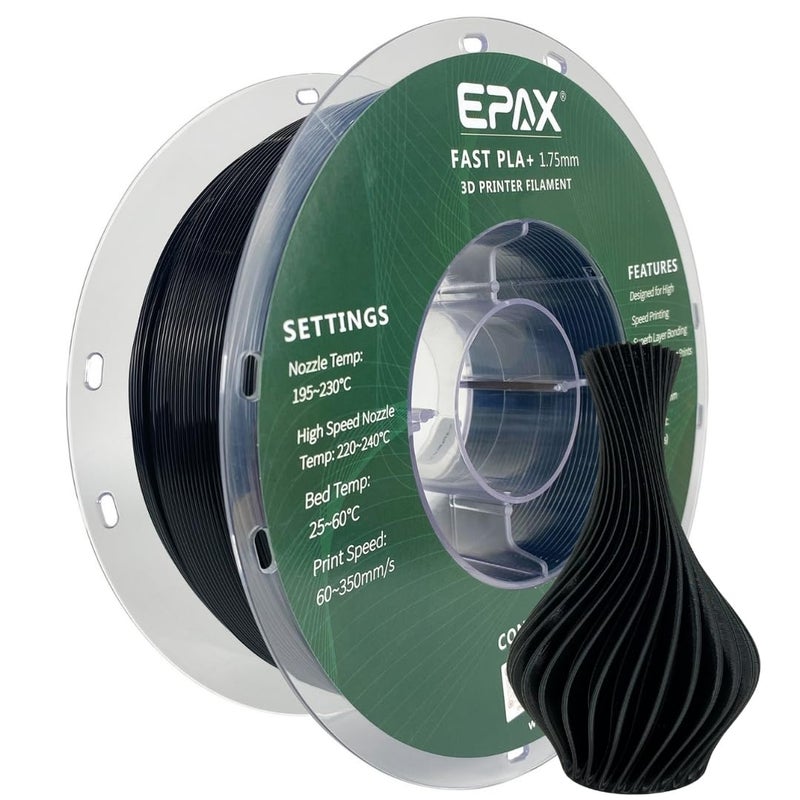 EPAX High Speed PLA 3D Printer Filament Fast PLA 3D Printing Filament 175mm Dimensional Accuracy 003 mm 1KG Spool Black